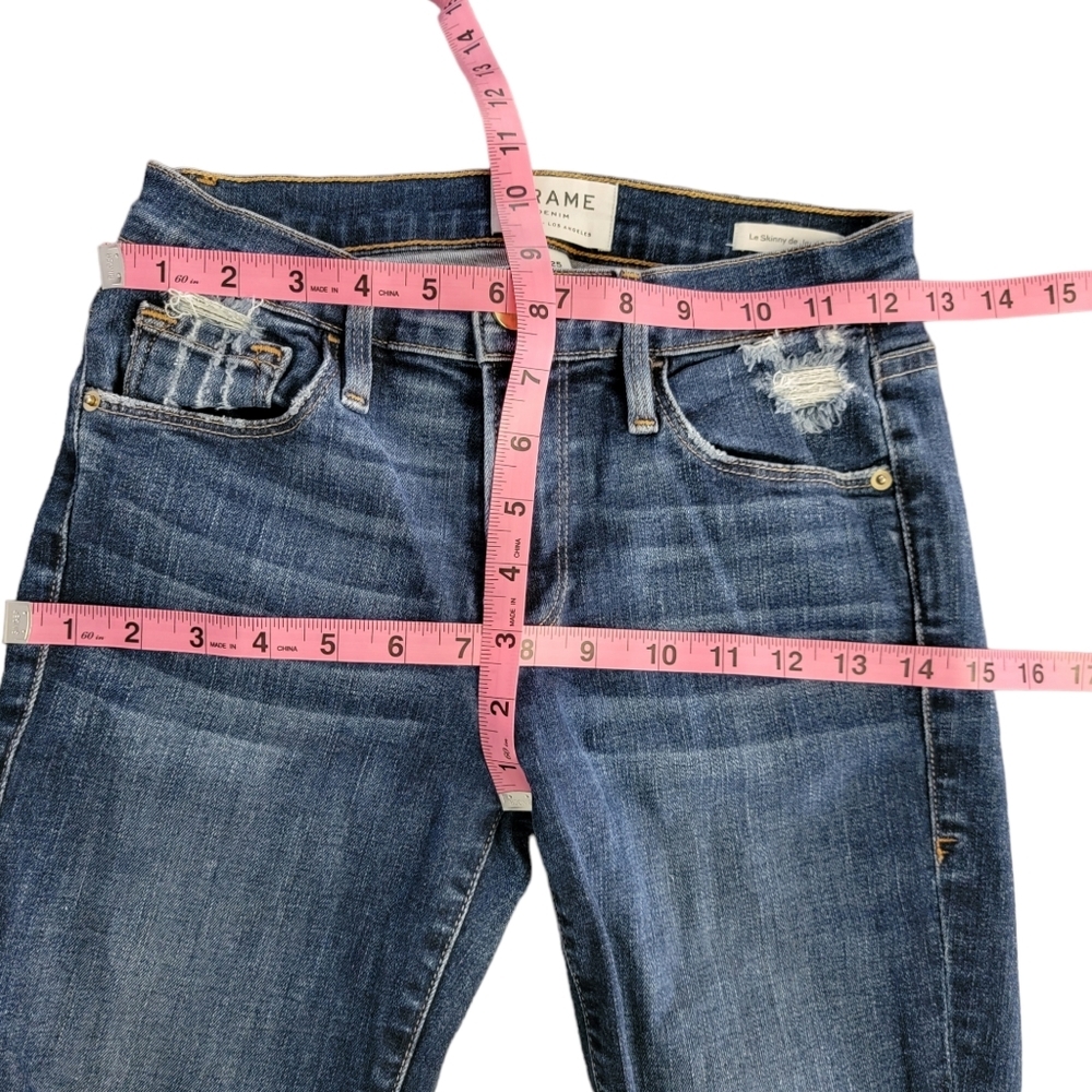 Frame Wriley 139021 Stretchy Le Skinny De Jeanne Distressed Jeans 25 - Picture 11 of 12